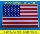 X-large Usa American Flag Embroidered Patch 11x7 Inch Sew-on Iron-on Gold Border