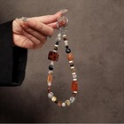 Phone Charm With Crystal Handpainted Bead  Kawaii Wrist Strap  Cute Heart Lanyar