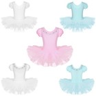 Kids Girls Ballet Dance Leotard Tutu Dress Shiny Rhinestones Ballerina Dancewear