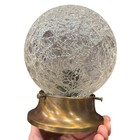 Vintage 60s Crackle Glass  6    Globe Light Clear Flush Mount Ceiling Fixture Gold