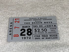 The Beach Boys 1972 Concert Ticket Stub Cole Field House Brian Wilson Usa