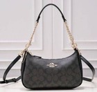 Coach New Teri Shoulder Bag Signature Coated Canvas Black Brown Ca548 Outlet