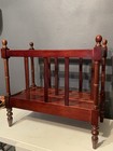 The Bombay Company Vintage Wooden Magazine Rack Holder Cherry Finish Turned Legs