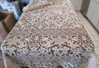 Antique Point De Venise Lace Tablecloth French  Fruits Florals Leaves Vines