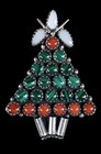 Vintage Signed Zuni Christmas Holiday Tree Sterling Silver Brooch   Earring Set