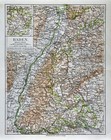 1900 Meyers Map Germany Baden Stuttgart Basel Heidelberg Tubingen Black Forest