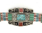 Nepal - Tibetan Handmade Coral  Turquoise Bracelet Tibetan Silver 7 50    