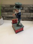 Vintage Reproduction 11    Cast Iron Uncle Sam Mechanical Coin Bank Eagle   Read 