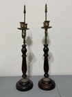Russ Home Double Taper Antique Brass   Wood Candelabra