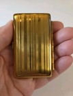Antique Art Deco Ladies Makeup Compact Navy Blue Gold Geometric Vtg 1930 s Nos 