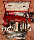 Vtg Milwaukee 5350 Heavy Duty Rotary Hammer Drill Metal Case  Anchors  Adapter