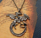 Dragon Necklace Pendant Black Gunmetal Jewelry Handmade Fashion Chain Fantasy