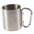 220ml Outdoor Camping Cup Polished Aluminum Coffee Carabiner Hook Double Wall