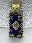 Czech Jeweled Decorative Blue Glass Perfume Oil Bottle Holder