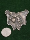 Antique Art Nouveau Silver Tone Brooch Berries And Plant