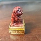 Vintage 70s Estee Lauder Solid Foo Fu Dog Small Perfume Compact Cinnabar 2    