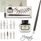 Calligraphy Pen Set Beginners Quill Dip Pens Black Ink 11 Nibs Lettering Drawing
