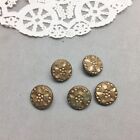 Antique Sewing Button Brass Metal Set 5 Petal Flower 12mm 1 2  Art Nouveau Shank
