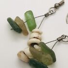 Artisan Handmade Green Natural Sea Glass Shell Dangle Earrings Cool   