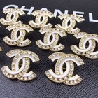 10 Chanel Buttons White Gold Cc Logo With Stones Metal 22mm Vintage