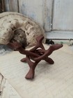 Vintage Hand Carved Interlocking Folding Cobra Tripod Stand Crystal Ball Holder