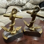 Solid Brass Nautical Ship Anchor Bookends Set Of 2 Vintage 4 Lb 8 Oz 6   