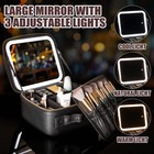 Makeup Bag With Mirror And Light Travel Makeup Train Case Cosmetic Organizer Por