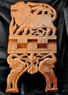 Vintage Hand Carved Sheesham Wood Lion elephant Book bible Stand- Made In India