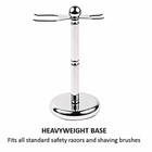 Parker Deluxe Chrome 2 Prong Safety Razor And Shaving Brush Stand Black 