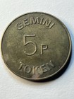 Rare Gemini 5p Pence Machine Token United Kingdom Coffee Tea Brass Old  uh1