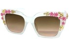 Oversized Vintage Retro Style Sun Glasses Large Square Thick Frame Floral Design