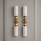 Double Alabaster Wall Sconce  Modern Brass Wall Light  Luxury Wall Lamp  Marble 