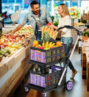 8-in-1 200lbs Collapsible Shopping Cart Multi Functional Utility Cart W  2