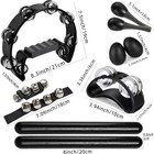 10pcs Black Tambourines Musical Instrument Adults Foot Percussion Music Set