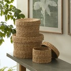 Napa Home   Garden Seagrass Round Lidded Baskets  Set Of 3