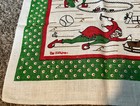 Vintage Christmas Hand Towel Tapestry Elves Elf Elfking Toys Linen  Euc