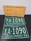 1959 Colorful  Colorado Co License Plate Pair 