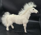 Vintage White Horse Figure Figurine With Real Goats Fur 12  L X 12  H