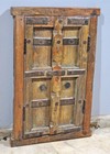 Antique Wooden Wall D  cor Large Window Frame With 2 Panels Original Old Hand Cra