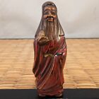 Japanese Antique Negoro Lacquer Wood Netsuke Tobosaku Sennin Peach Immortal   