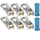 6 Lock Rope Buckle Down Hooks Tie Tightening Tensioner Rope Roller With Cargo