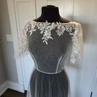 Sample Bridal Wedding Dress Overlay Size 8 Ivory Lace Tulle Topper Long Train