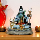 Hindu God Resin Sitting Shiva Idol With Nandi Sculpture Statue Figurine