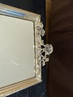 Vtg Large Ornate Filigree Rose Rectangular Gold Mirror Vanity Tray Or Wall 20x6   