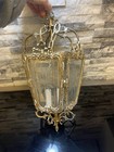 Antique French Rococo Revival Victorian Ornate Hanging Pendant Lantern Lamp