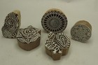 Lots Of 5 Indian Wood Stamps Art Textile Printing Block- Hand-carved