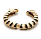 Kenneth Jay Lane Black   Cream Double Zebra Head Enamel Hinged Cuff Bracelet  6 