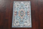 Floral Traditional Turkish Heat-set Oriental Area Rug Classic Light Blue Carpet