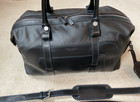 Genuine Aston Martin Black   Spectral Blue Small Leather Holdall Luggage Bag New