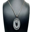Vintage Waterford Crystal Oval Pendant Necklace Sterling Silver Chain